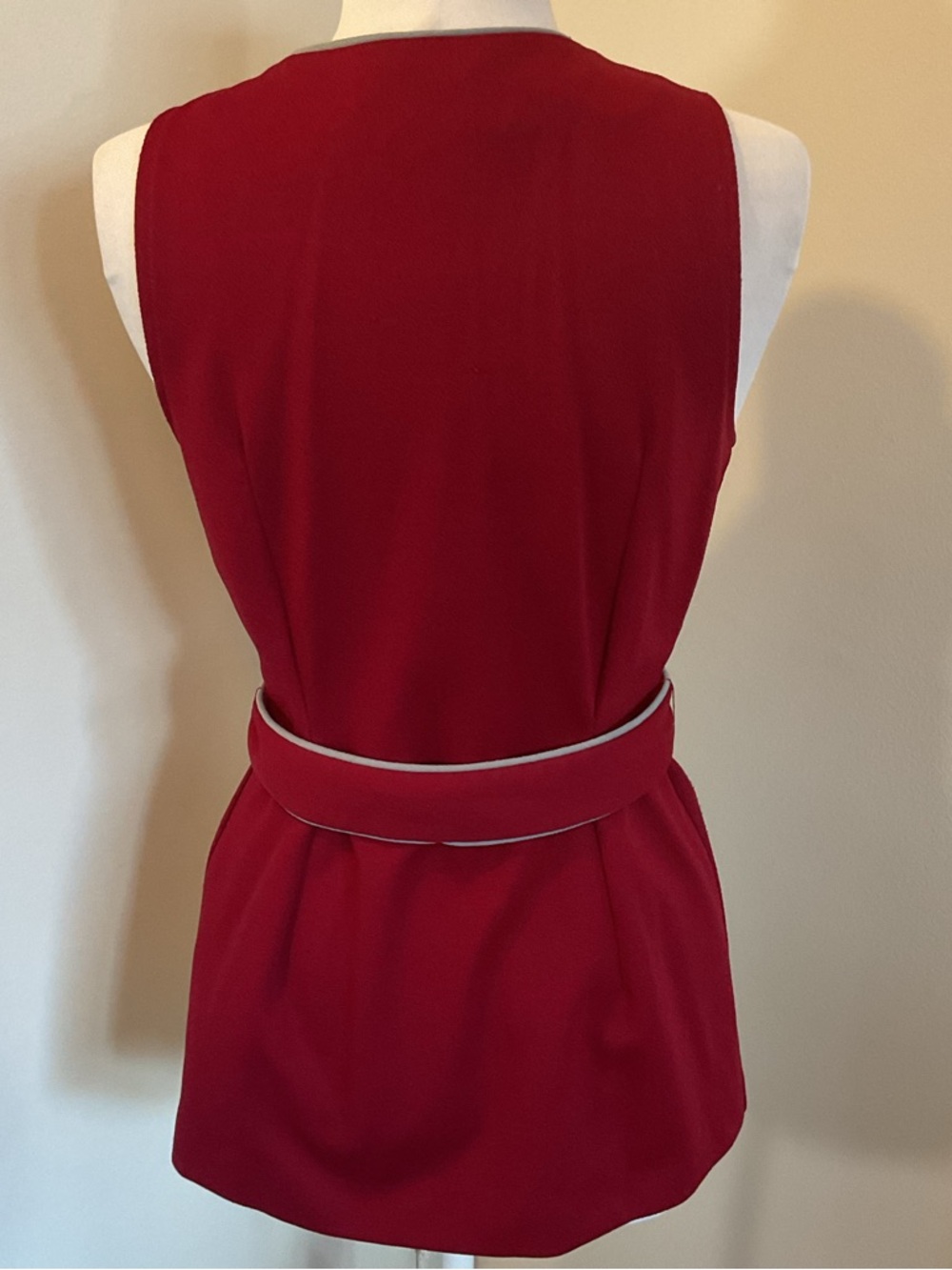 Glenbrooke Red Tailored Vest Medium Sleeveless Button Down Contrast Piping - Picture 5 of 6